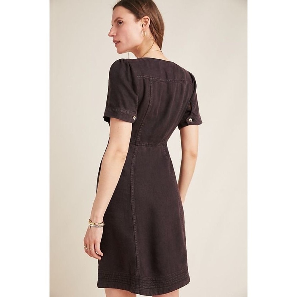 Anthropologie Black Button-Front Mini Dress - Picture 4 of 7